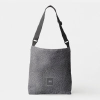 Dark grey black leather photo print monogrammed