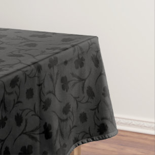 Dark Grey Black Liberty Floral Pattern Elegant Tablecloth
