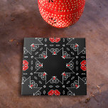 Dark Grey Black Red White Mosaic Geometric Pattern Tile<br><div class="desc">Vibrant decorative tile design featuring a seamless geometric pattern in dark grey,  black,  red and white.</div>