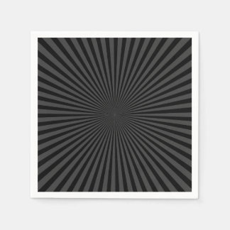 Dark Grey & Black Retro Sunburst Background Napkin