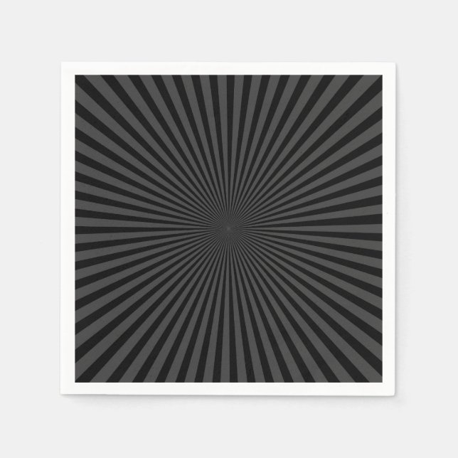 Dark Grey & Black Retro Sunburst Background Napkin (Front)