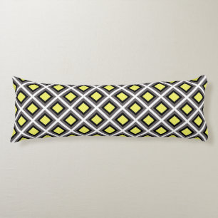 Dark Grey, Black, Yellow Ikat Diamonds Body Pillow