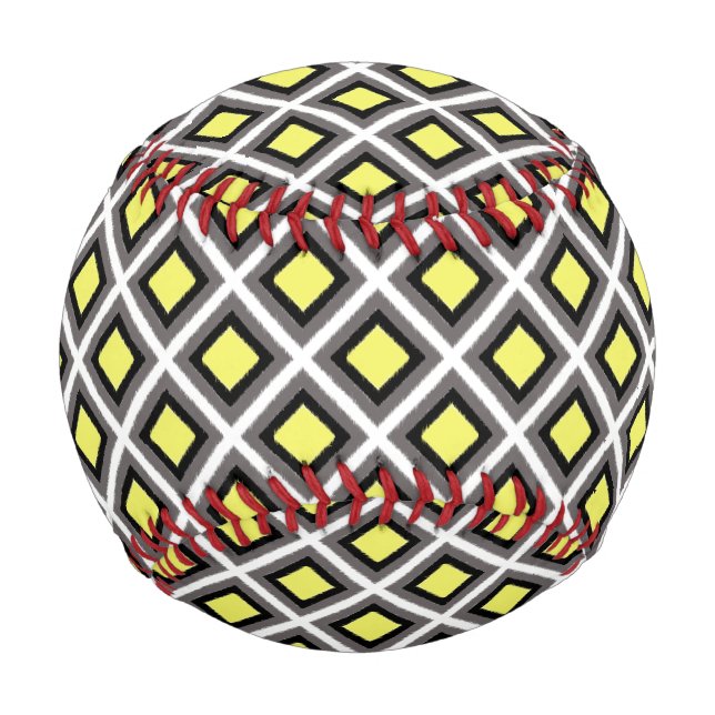 Dark Grey, Black, Yellow Ikat Diamonds by STaylor Baseball (Front)