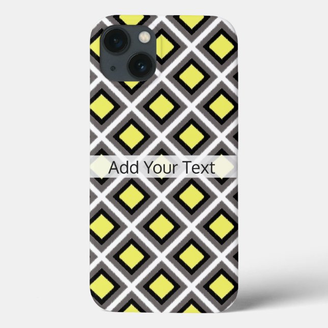 Dark Grey, Black, Yellow Ikat Diamonds by STaylor  Case-Mate iPhone Case (Back)