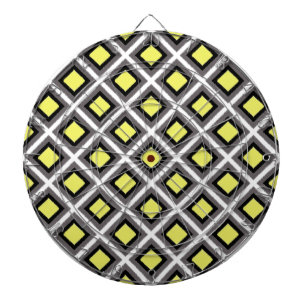 Dark Grey, Black, Yellow Ikat Diamonds by STaylor Dartboard