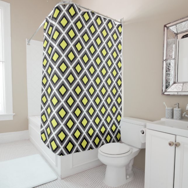 Dark Grey, Black, Yellow Ikat Diamonds STaylor (In Situ)