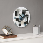 Dark Grey Blue Beige Black Abstract Art Pattern Large Clock<br><div class="desc">Add some flair and sophistication to your wall with this stunning wall clock featuring a dark grey, blue, beige, black and white coloured abstract shapes art pattern. This wall clock is made of high-quality acrylic that is durable, lightweight, and easy to hang. You can choose from different sizes and shapes...</div>