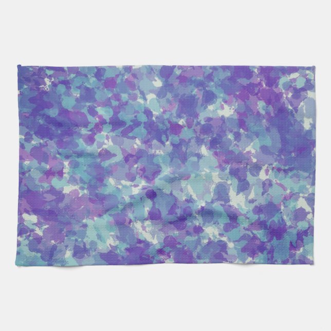 Dark Grey Blue purple Abstract Brush Stroke  Kitchen Towel (Horizontal)