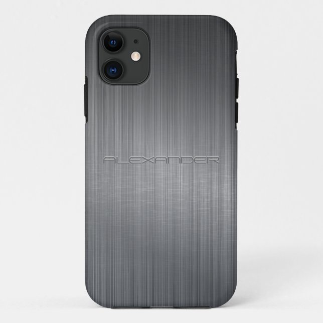 Dark Grey Brushed Aluminum Print Case-Mate iPhone Case (Back)