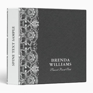 Dark grey Burlap Linen Texture White Vintage Lace Binder