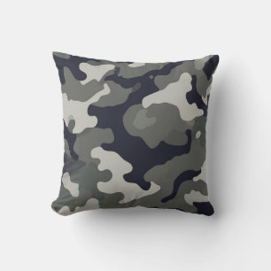 Dark Grey Camouflage – Modern Tactical & Urban Throw Pillow