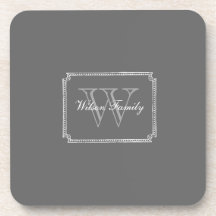Dark Grey Chalk Monogram S/6 Coasters