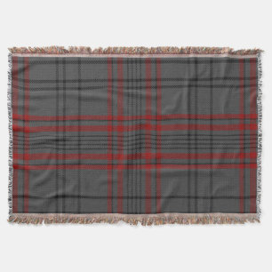 Dark Grey Charcoal Black Red Giant Tartan Plaid Throw Blanket