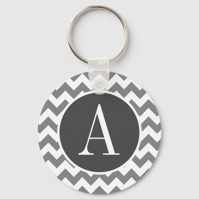 Dark Grey Chevron; zig zag Keychain (Front)