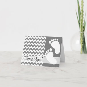 Dark Grey Chevron; zig zag Thank You Card