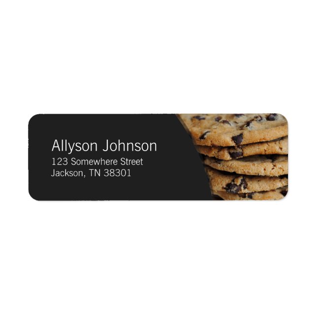 Dark Grey & Chocolate Chip Cookies Address Labels (Front)