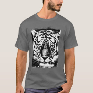 Dark Grey Colour Pop Art Tiger Head Template T-Shirt