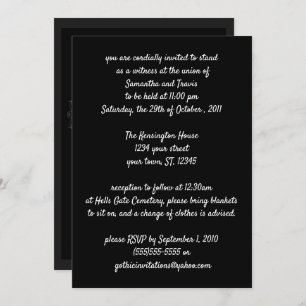 Dark Grey Cross Elegant Goth Wedding Invitation
