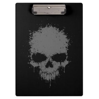 Dark Grey Dripping Splatter Skull Clipboard