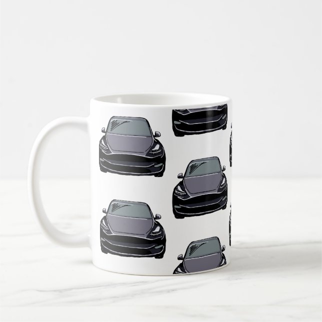 Dark Grey Electric Vehicle SUV Car Coffee Mug (Left)