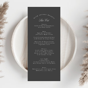 Dark Grey Elegant Calligraphy Formal Wedding Menu