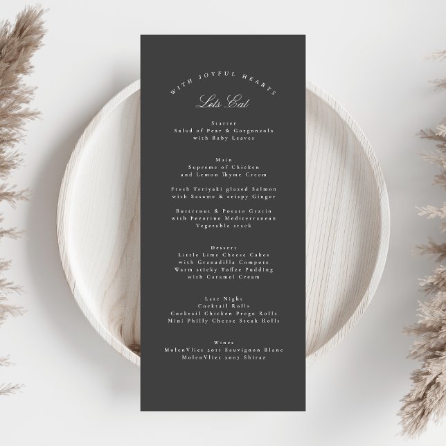 Dark Grey Elegant Calligraphy Formal Wedding Menu (Creator Uploaded)