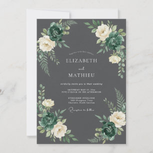 Dark Grey Elegant Forest Wedding Invitation