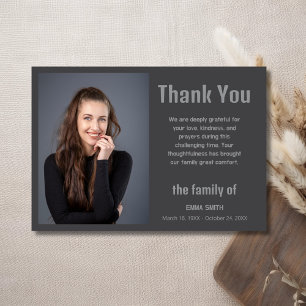 Dark Grey Elegant Photo Funeral Sympathy Card