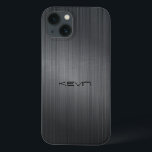 Dark-Grey Faux Brushed Aluminum Background Case-Ma iPhone 13 Case<br><div class="desc">Image of a dark-grey faux brushed aluminum metallic look. Custom name monogram.</div>