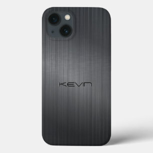 Dark-Grey Faux Brushed Aluminum Background Case-Ma iPhone 13 Case