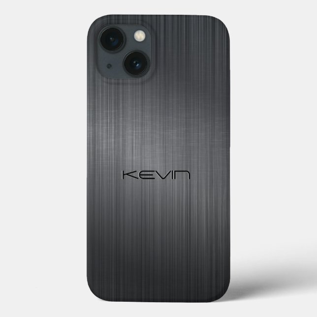 Dark-Grey Faux Brushed Aluminum Background Case-Ma Case-Mate iPhone Case (Back)