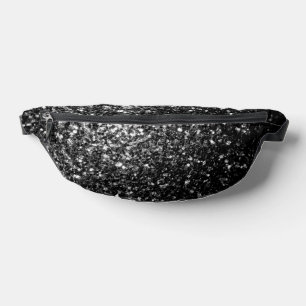 Dark grey faux glitter sparkles fanny pack