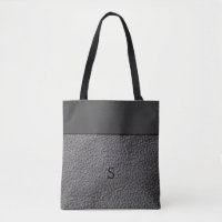 Dark grey faux leather and dark grey monogrammed