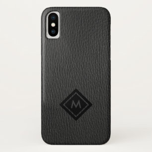 Dark-Grey Faux Leather Monogram Case-Mate iPhone Case