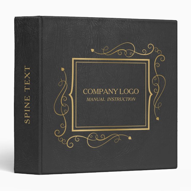 Dark Grey Faux Leather With Gold Frame Accent Binder (Front/Spine)