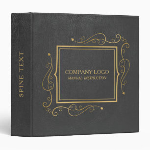 Dark Grey Faux Leather With Gold Frame Accent Binder