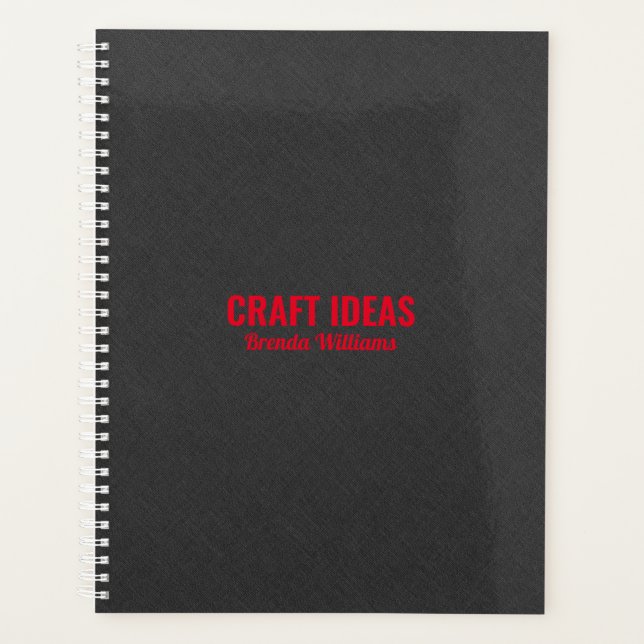 Dark grey faux linen texture planner (Front)