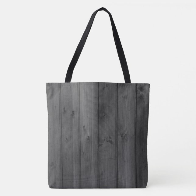 Dark Grey Faux Wood Tote Bag (Front)