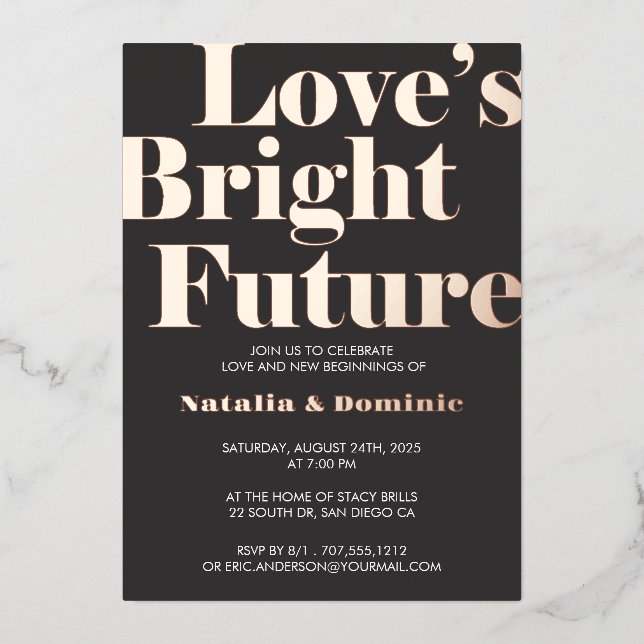 Dark Grey Foil “Love’s Bright Future” Engagement I (Front)