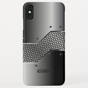 Dark Grey Geometric Metallic Design iPhone XS Max Case