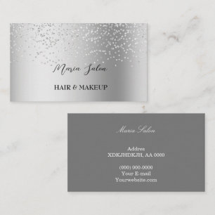 Dark Grey glitter Silver watercolor Business Card
