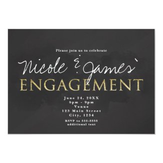 Dark Grey & Gold ENGAGEMENT Shower Invitations