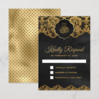 Dark Grey Gold Foil Lace Islamic Wedding