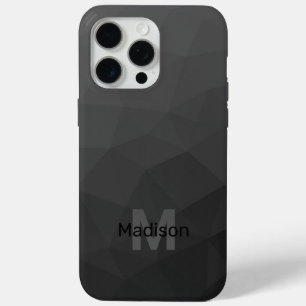 Dark grey gradient geometric mesh Monogram iPhone 15 Pro Max Case