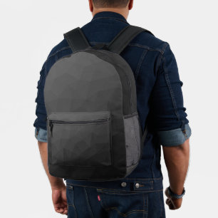 Dark grey Gradient Geometric Mesh Pattern Printed Backpack