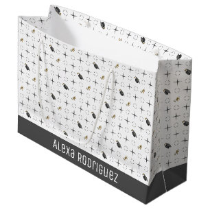 Dark Grey Graduation Caps and Diploma Pattern Large Gift Bag