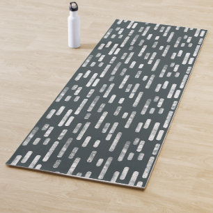 Dark Grey Green Rounded Lines Pattern Yoga Mat