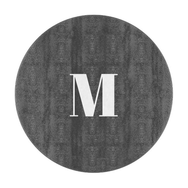 Dark Grey Initial Letter Monogram Modern Cutting Board (Front)