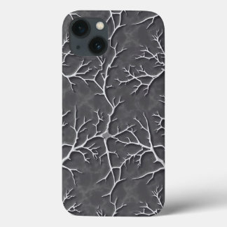 Dark Grey iPhone Case with Branch Textured Relief