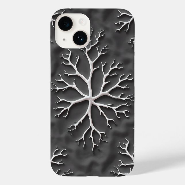 Dark Grey iPhone Case with Organic White Branches (Back)